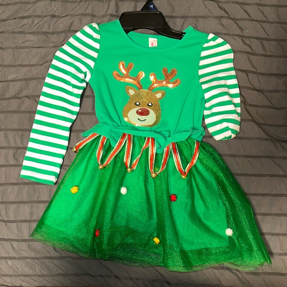 Reindeer Christmas Dress. Size 5.